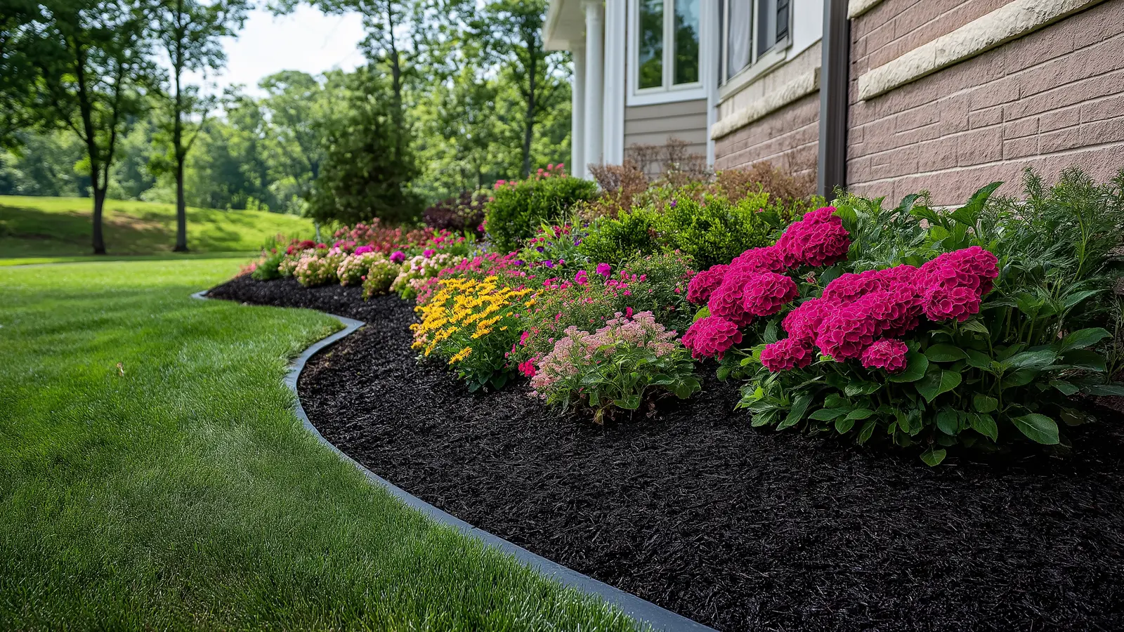 Mulched garden bed for low maintenance landscaping in Hobart
