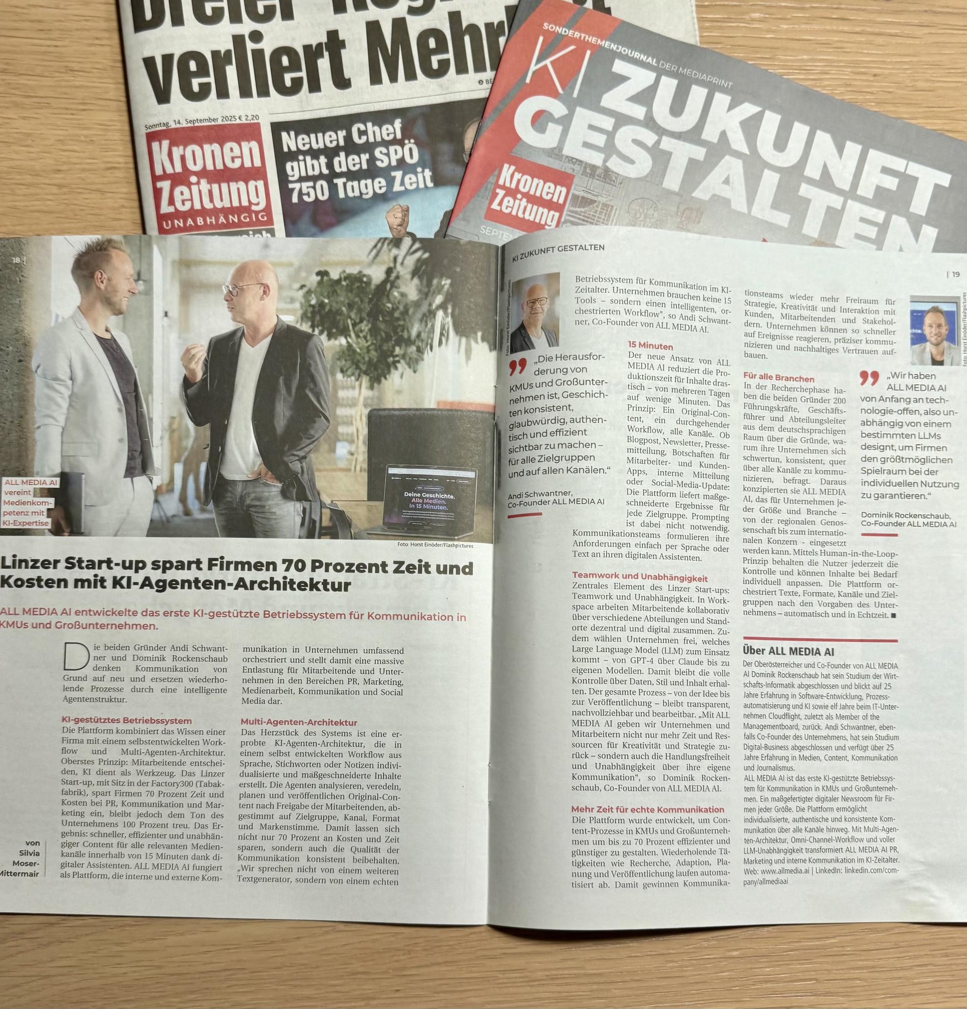 ALL MEDIA AI in der größten Zeitung Österreichs
