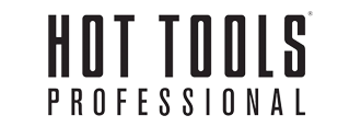 Logo van "HOT TOOLS PROFESSIONAL" in moderne, witte kapitalen op een donkere achtergrond.