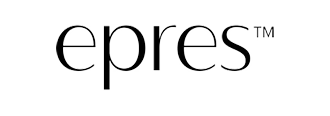 Logo van 'epres' in een moderne, zwarte lettertype met een stervormig ontwerp geïntegreerd in de letters.