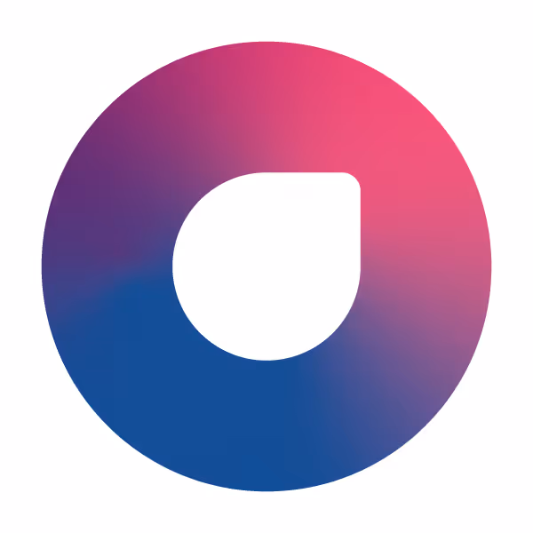 A blue and pink circle with a white background. Hello Retail logo