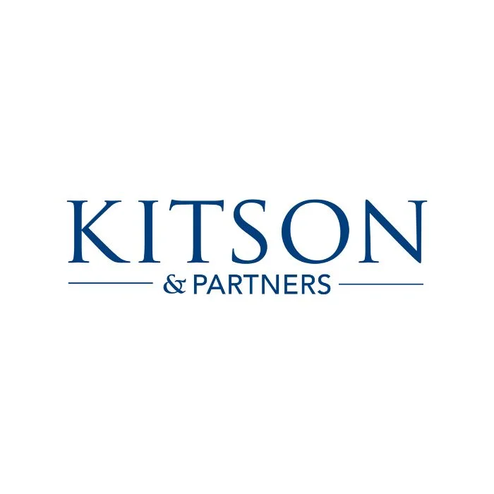 Kitson & Partners logo in blue text on a white background.