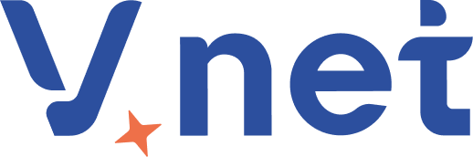 Logo de l'entreprise V.net, partenaire de la randonnée semi-nocturne La Pédigolfe.