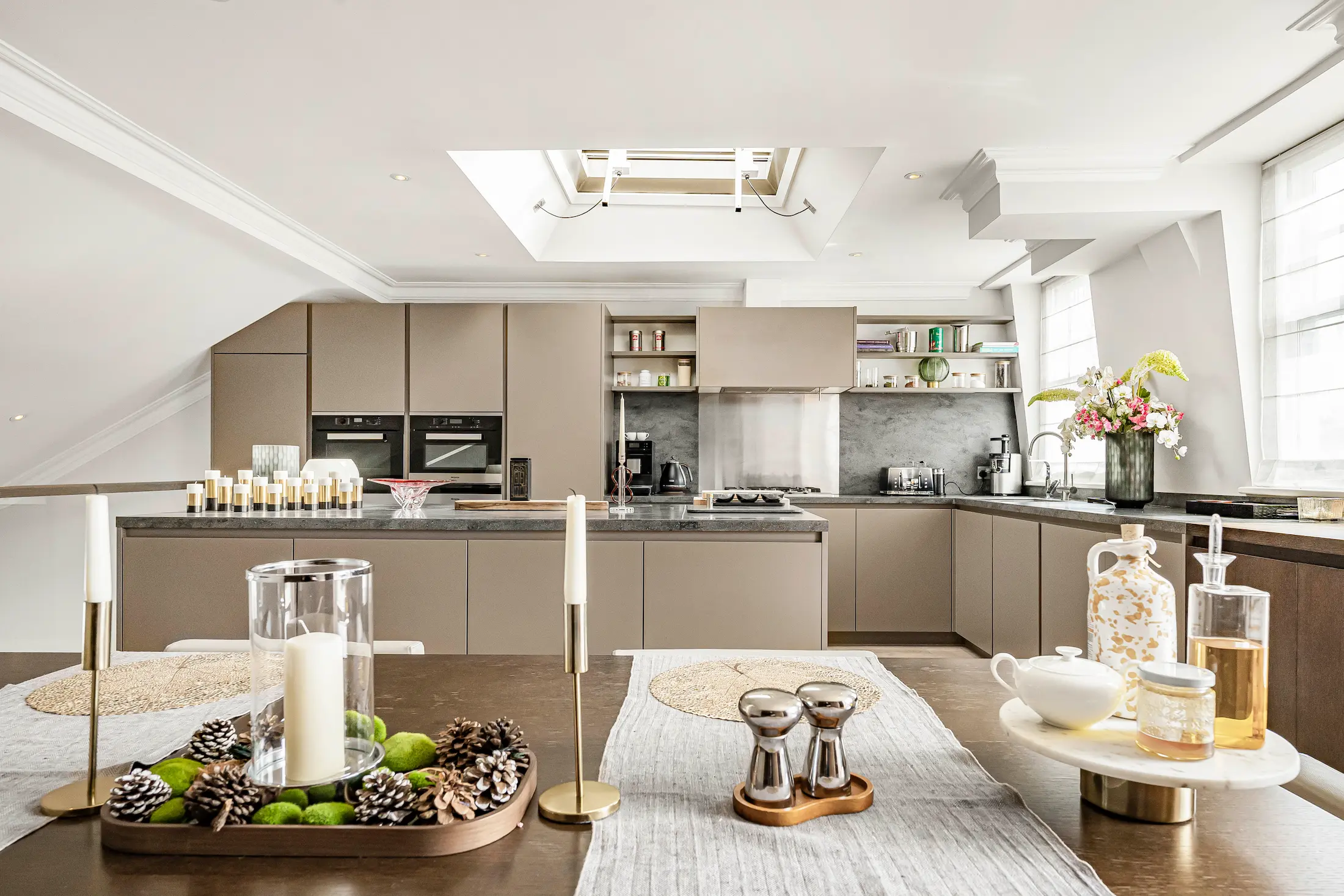 Modern kitchen with natural light.