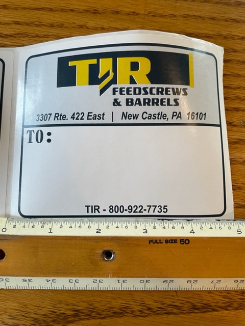 New Castle, PA front of shipping label sticker