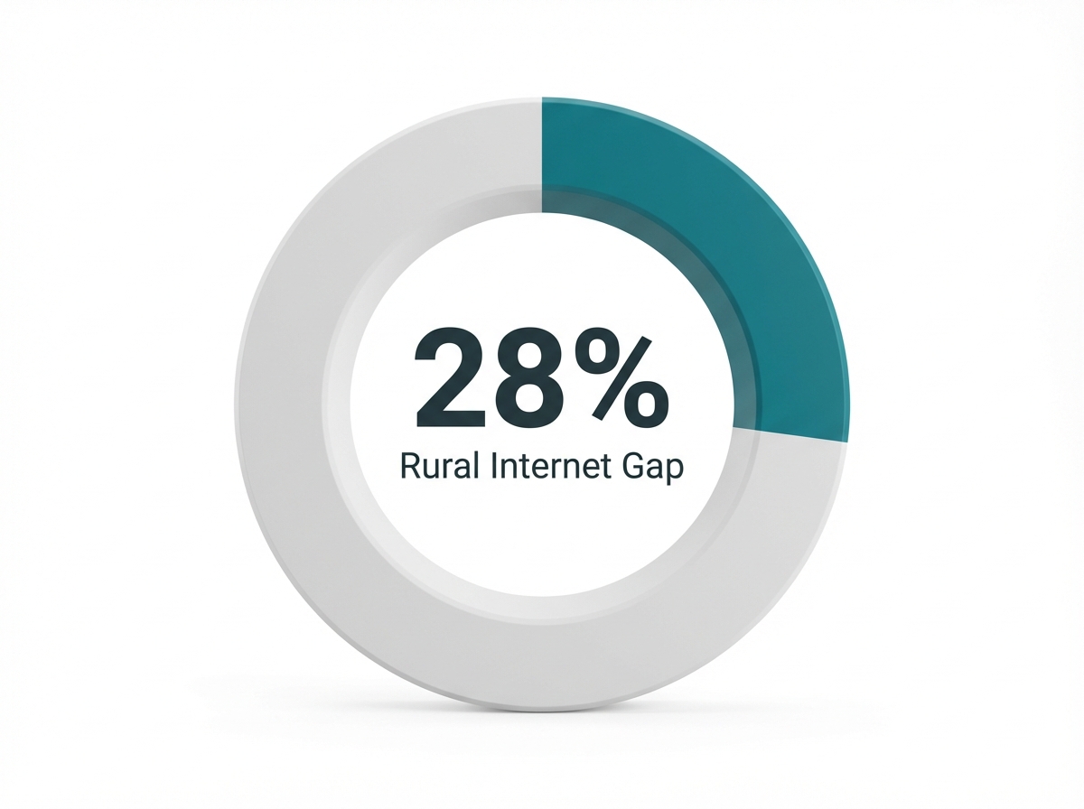 Infographic showing Rural Residents Lacking High-Speed Internet Access: 28%