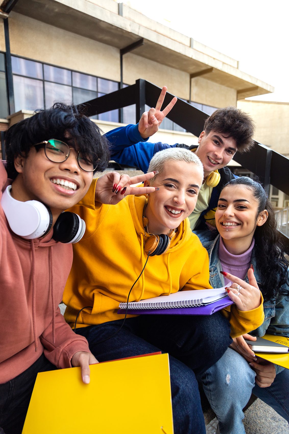 Students celebrating together on campus