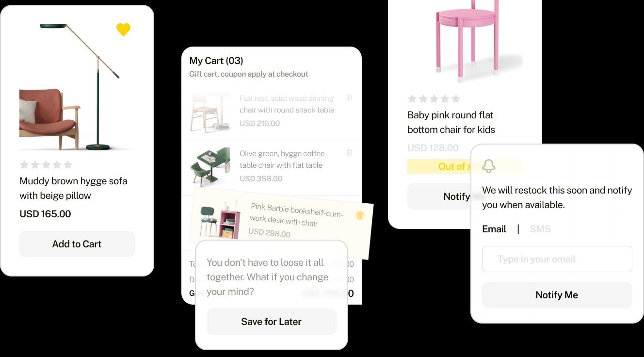 save for later cart feature
