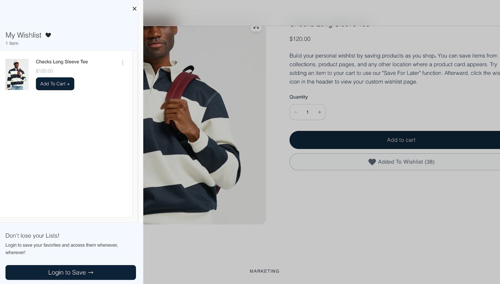 checkout save for later cart