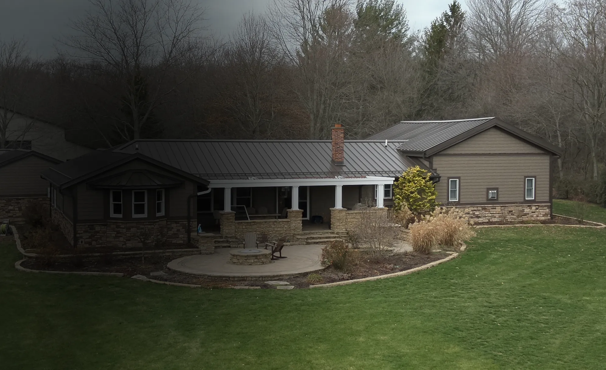 aerial view of back patio of home gradients