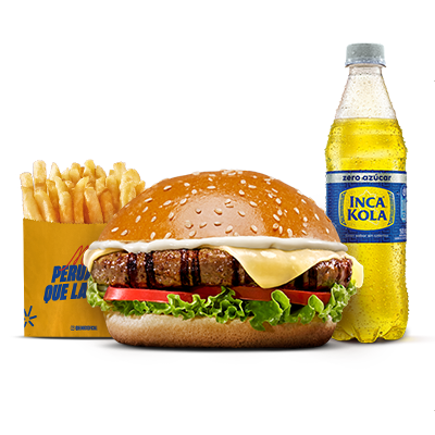 1 cheese regular + 1 papa regular + 1 gaseosa 500 ml