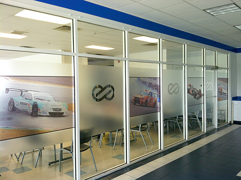 Enkei decorative window film on cafeteria