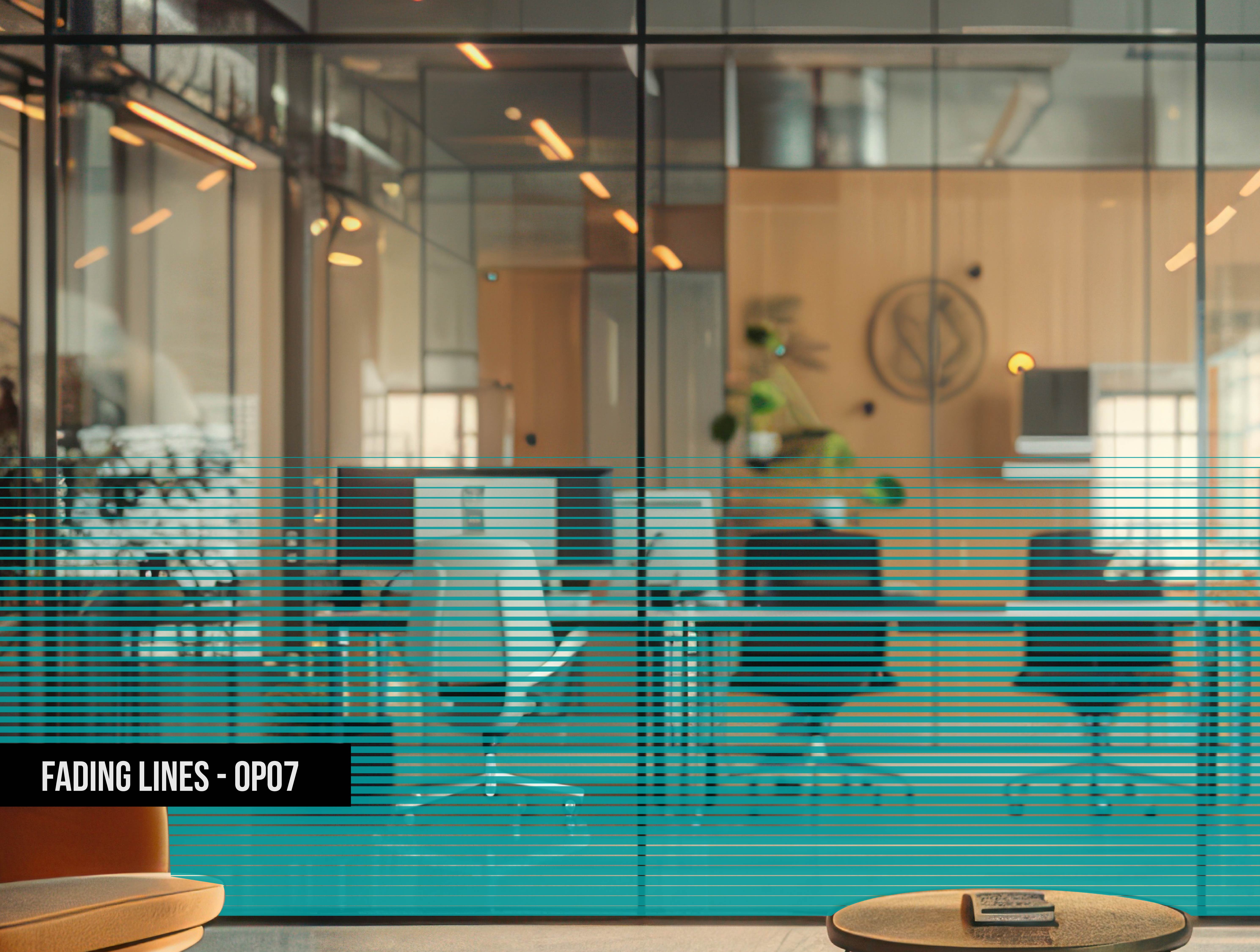 blue fading lines window film