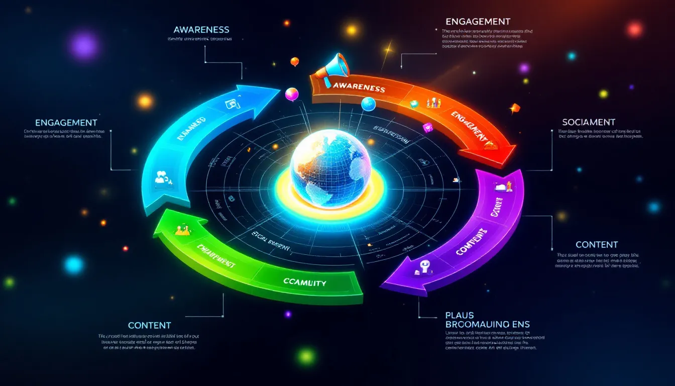 A comprehensive social media marketing strategy diagram.