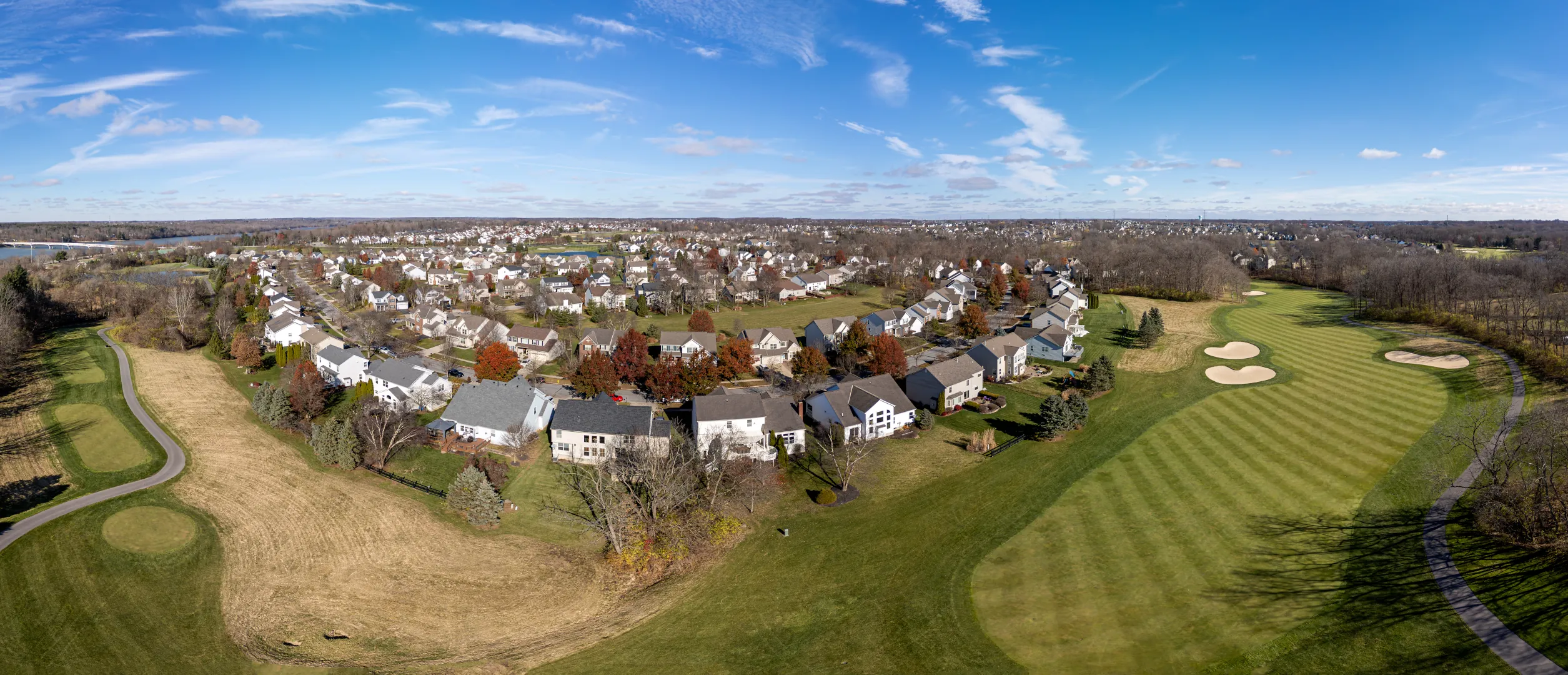 aerial view of golf course near Powell, Ohio