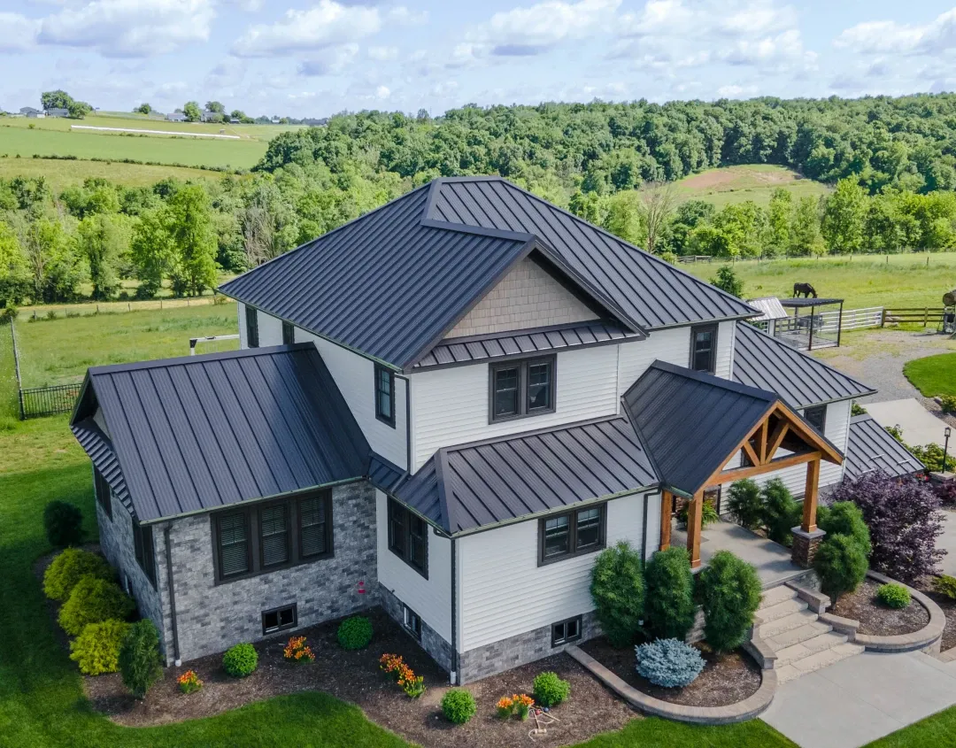 large residential home metal roof