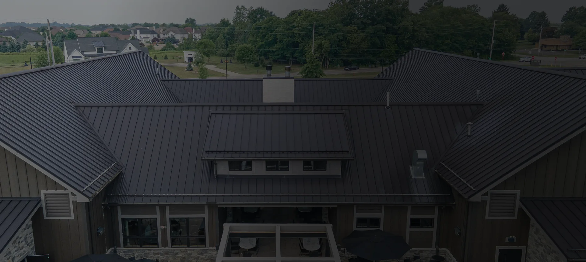 metal roofing on building used for events