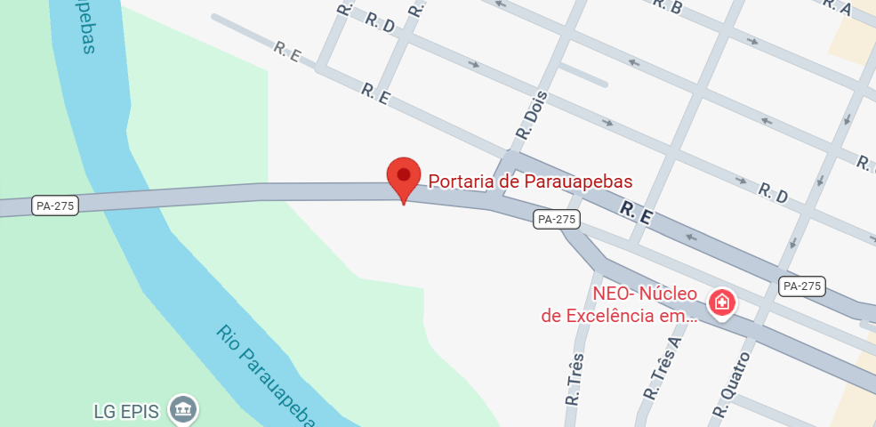 Mapa da Portaria de Acesso a Carajás, ponto de encontro em Parauapebas