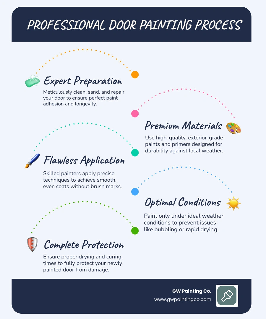 Steps in professional exterior door painting - Exterior door painting infographic Steps in professional exterior door painting - Exterior door painting infographic
