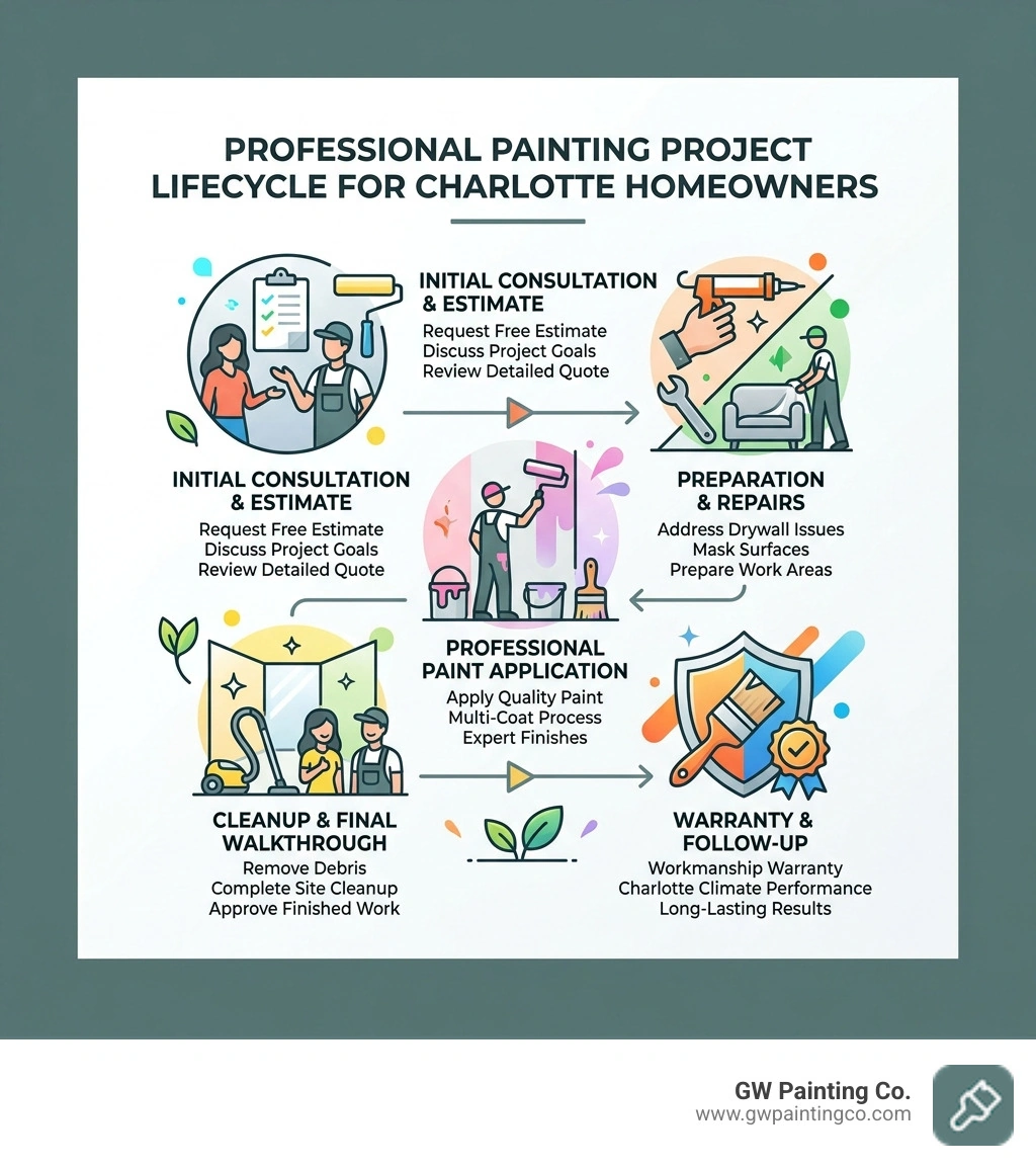 Professional painting project lifecycle infographic for Charlotte homeowners - house painters in charlotte infographic Professional painting project lifecycle infographic for Charlotte homeowners - house painters in charlotte infographic