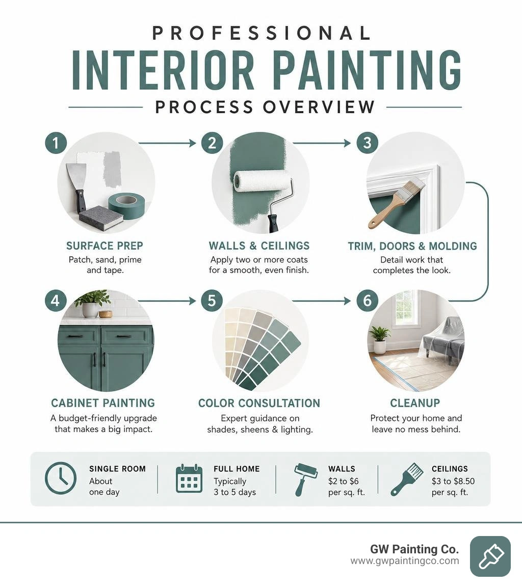 Professional interior painting process overview infographic infographic