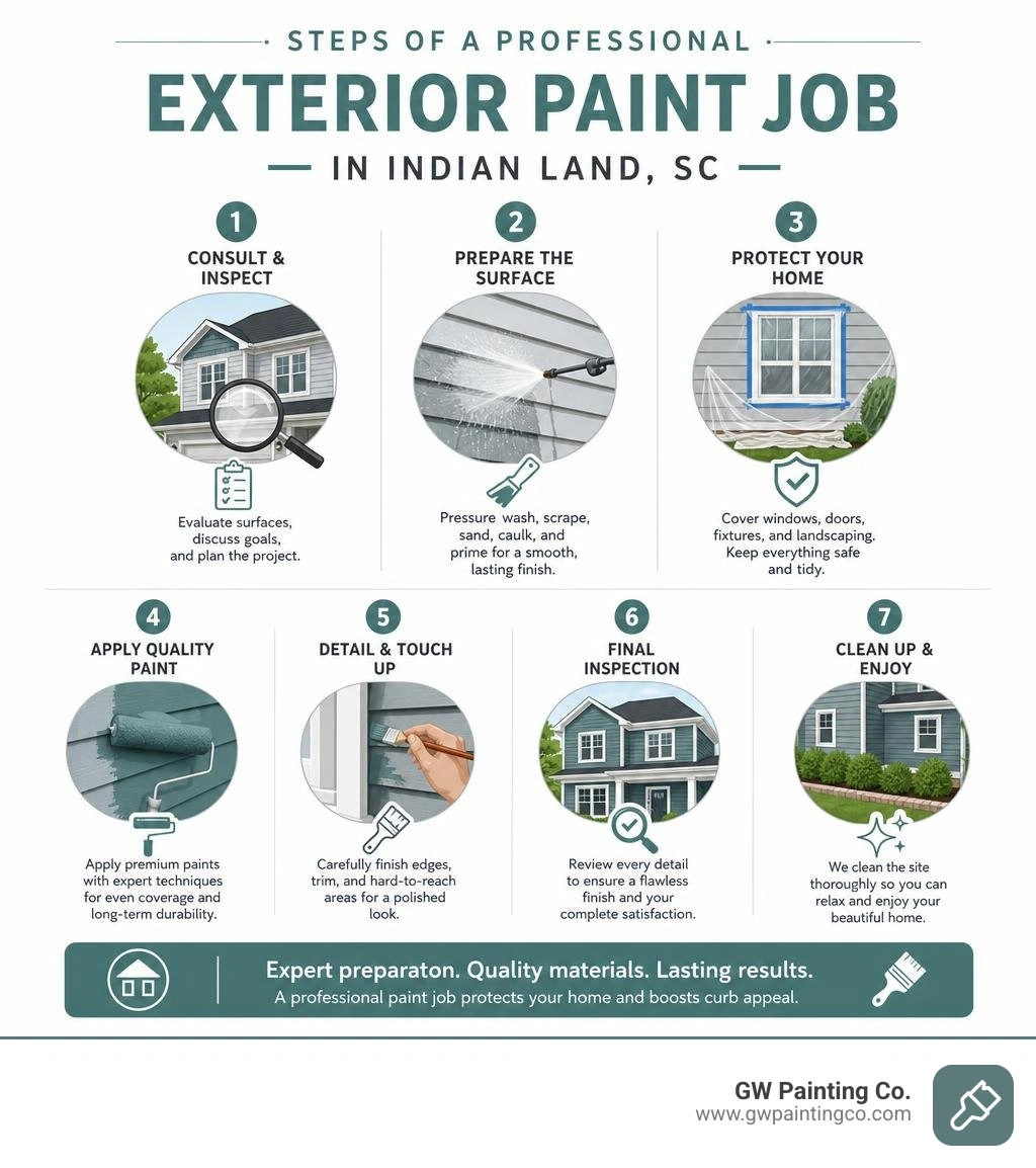 Steps of a professional exterior paint job in Indian Land SC infographic infographic