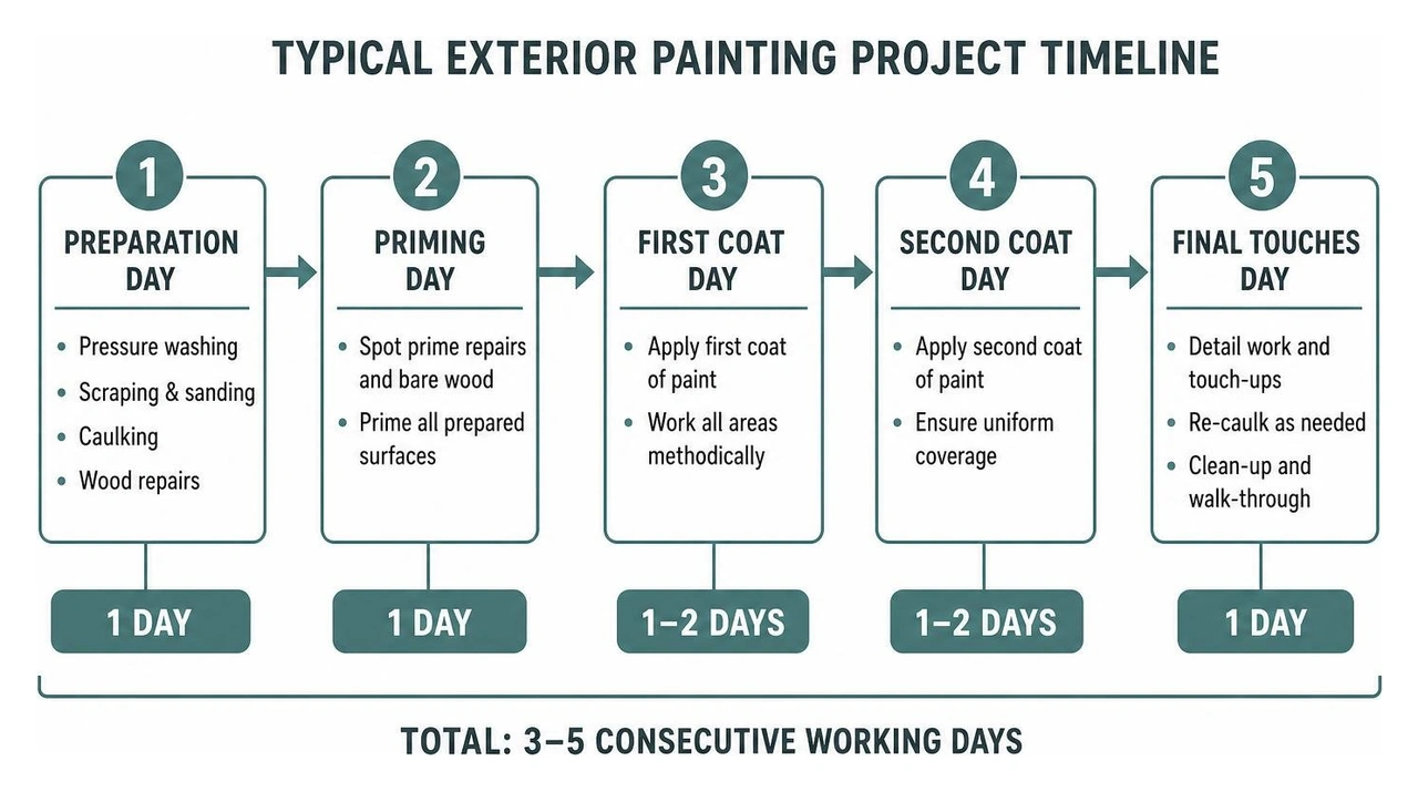 Typical exterior painting project timeline diagram