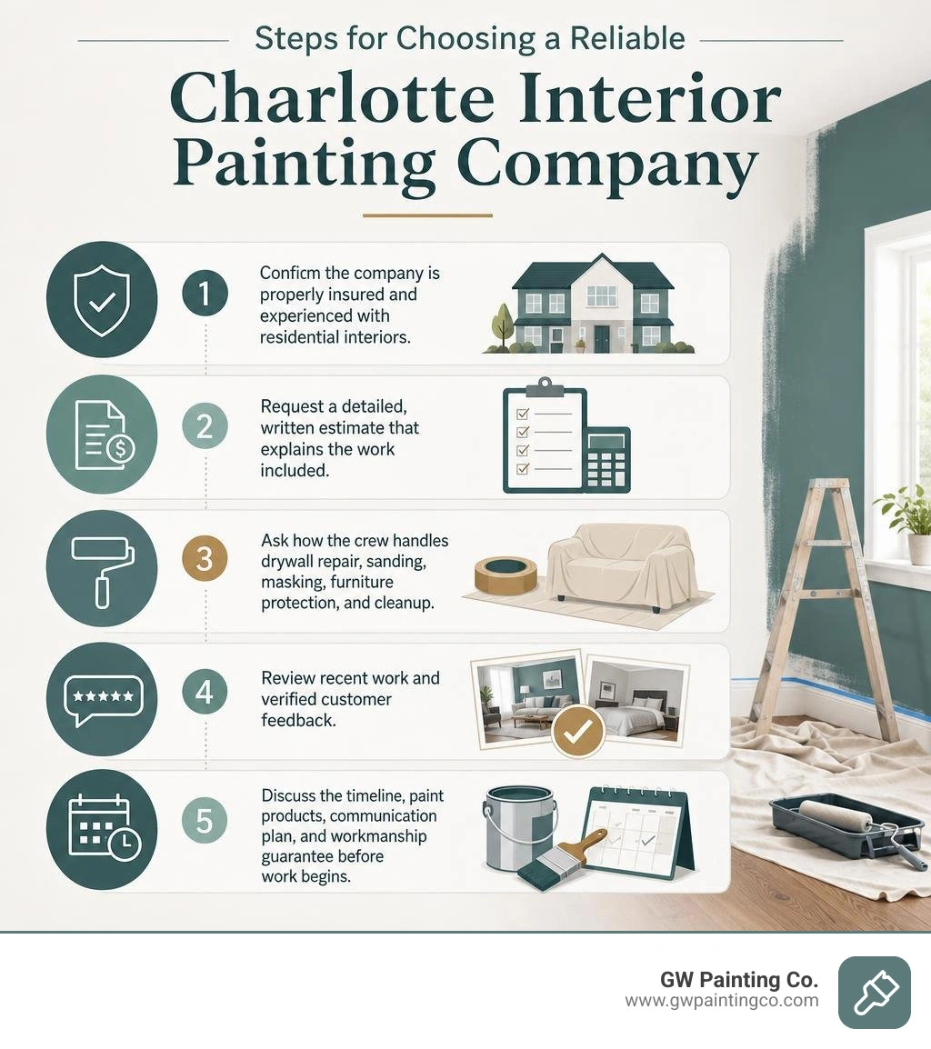 Steps for choosing a reliable Charlotte interior painting company infographic Steps for choosing a reliable Charlotte interior painting company infographic