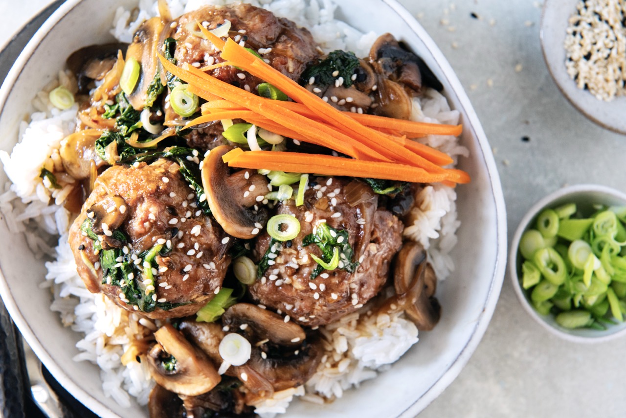 Teriyaki Meatball and Mushroom Stir-Fry