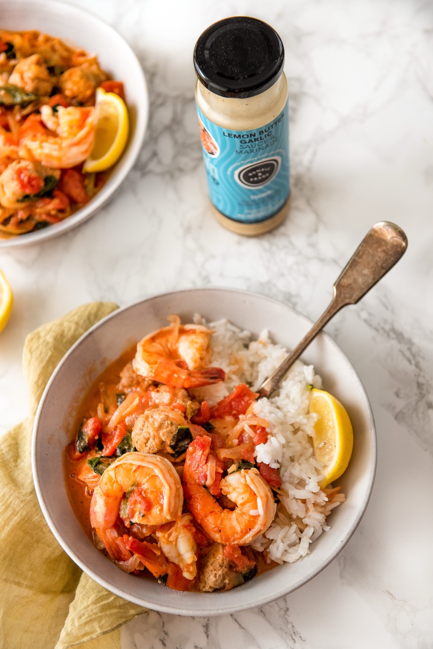 Sausage and Prawns