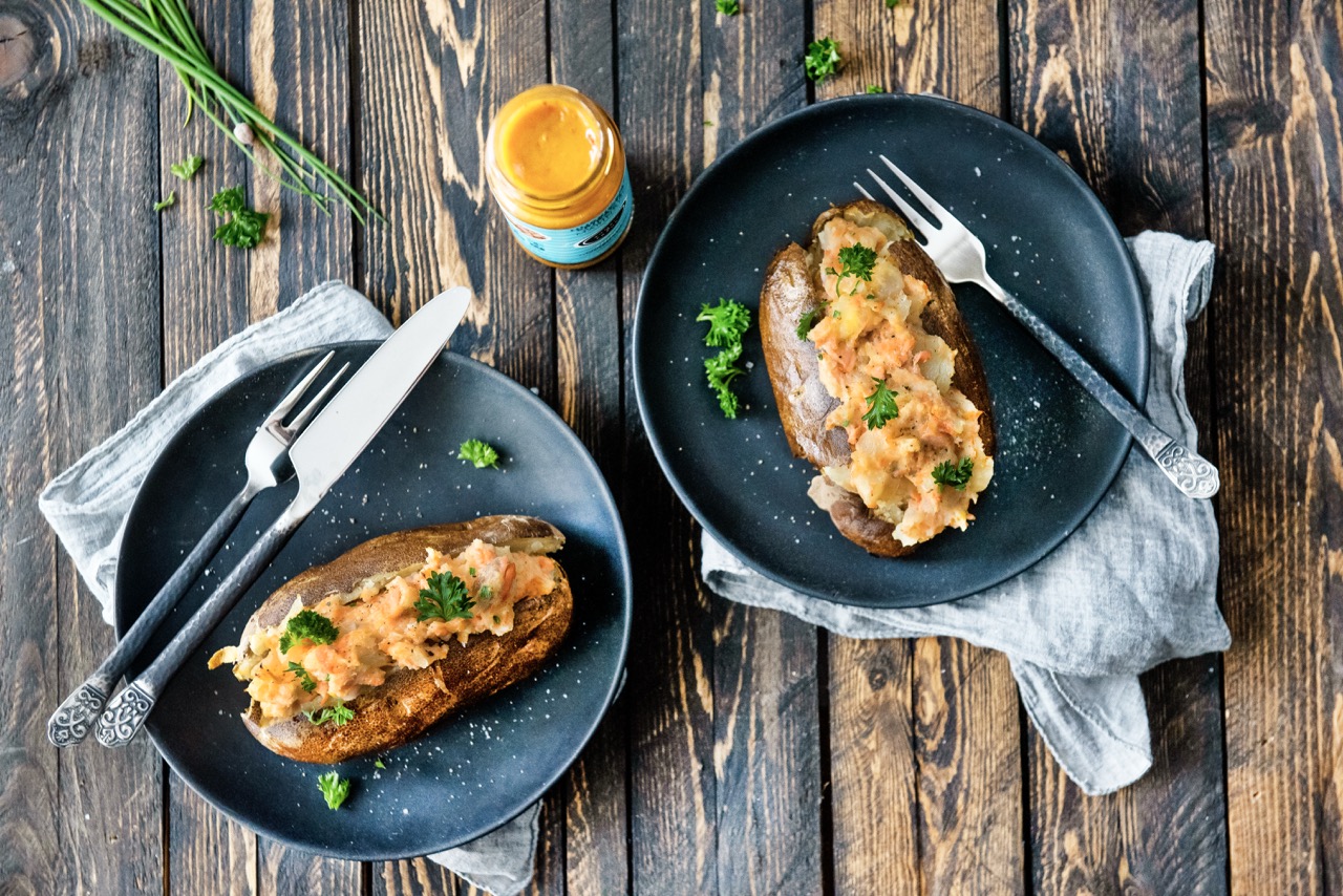 Salmon Stuffed Double Baked Potatoes
