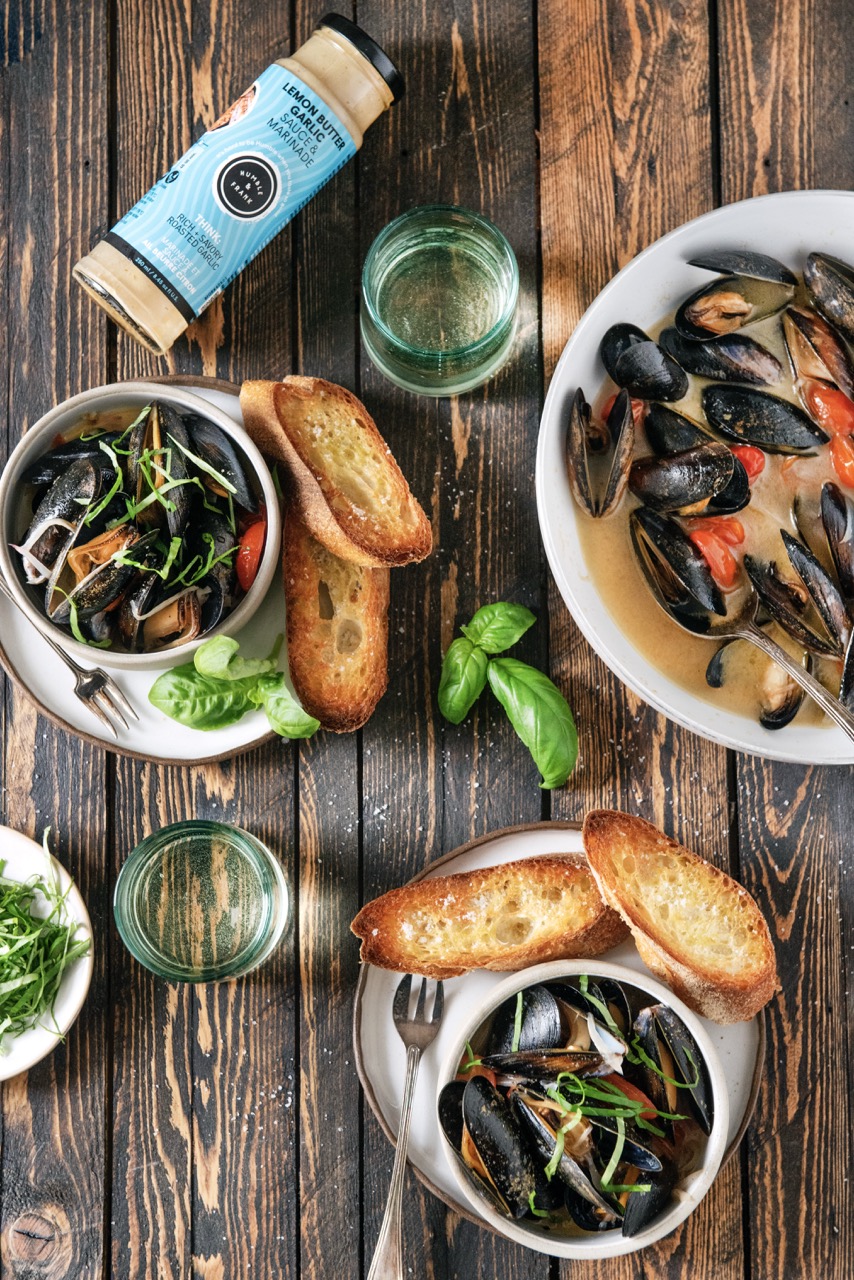Lemon Garlic Mussels