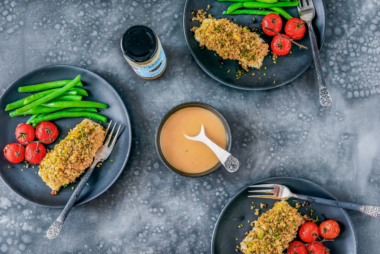 Lemon Garlic Crusted Halibut