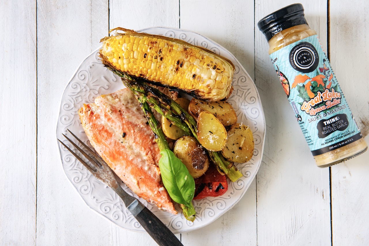 Lemon Butter Salmon with Grilled Vegetables