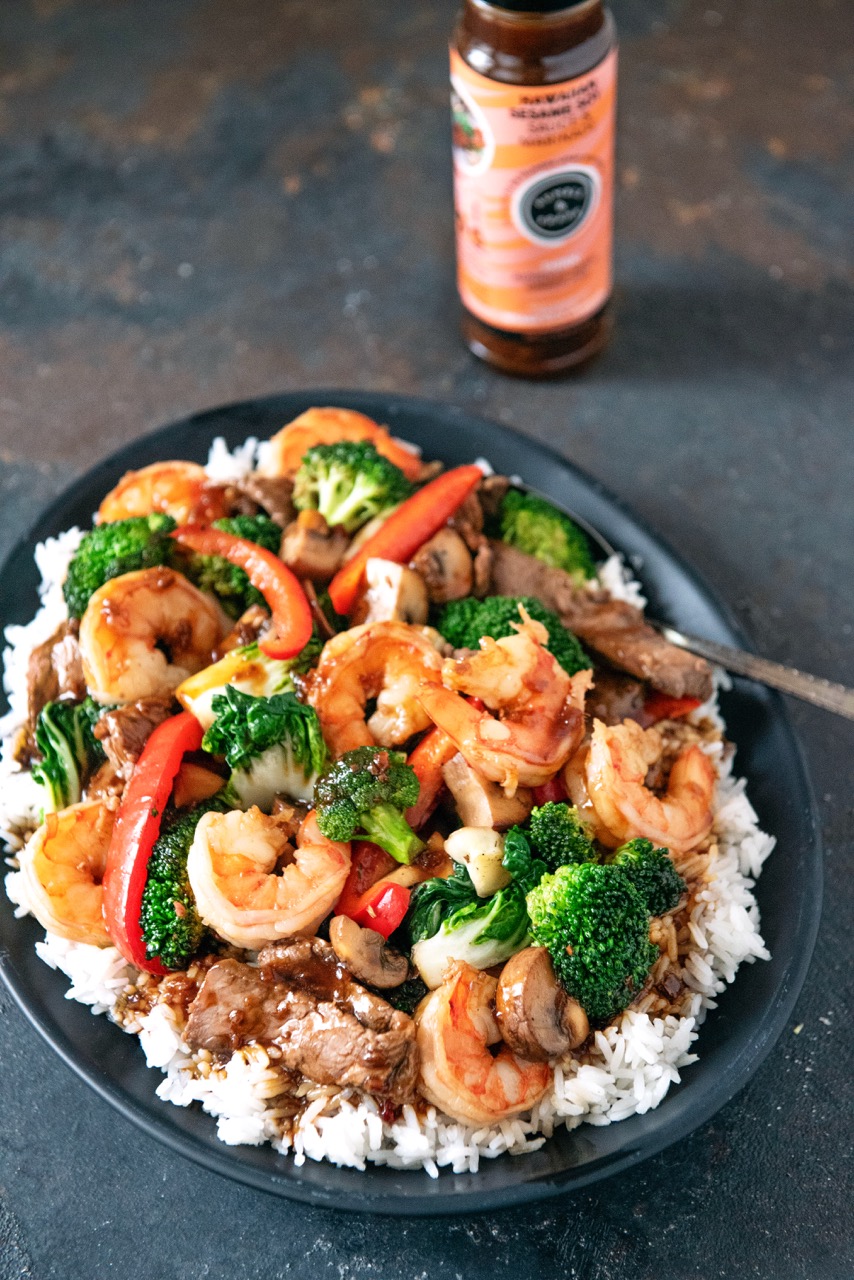 Hawaiian Sesame Surf and Turf Stir-fry