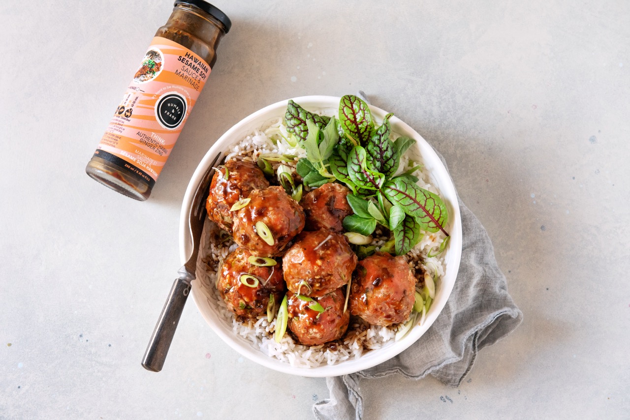 Hawaiian Sesame Soy Glazed Meatballs