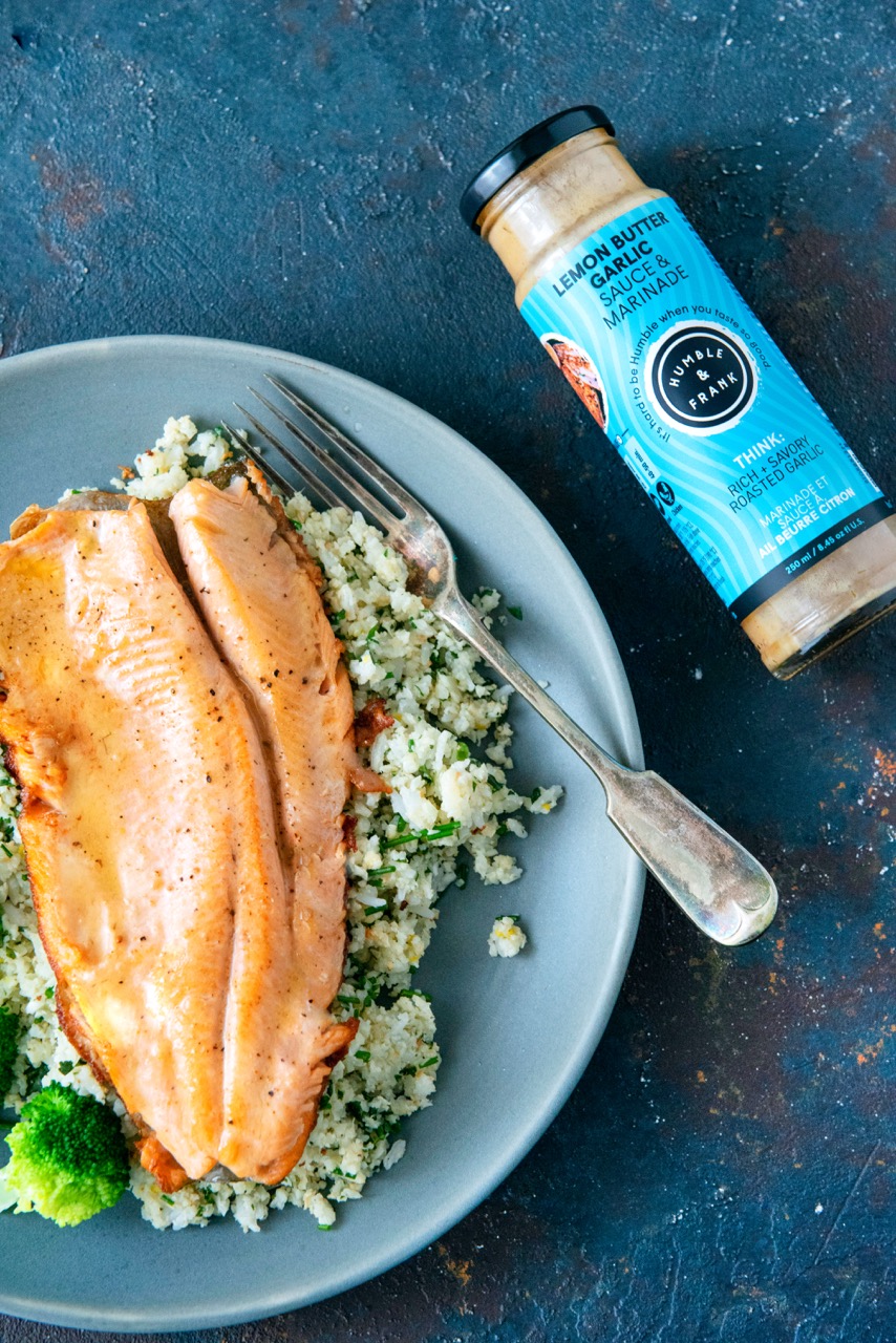 Crispy Skinned Trout with Cauliflower Rice Pilaf