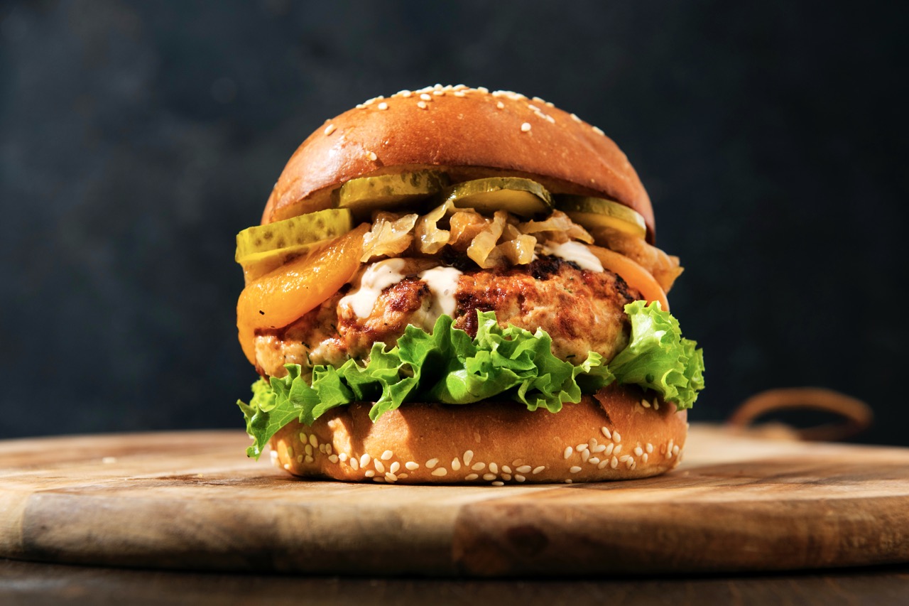 BBQ Turkey Burgers with Caramelized Onions and Cheddar