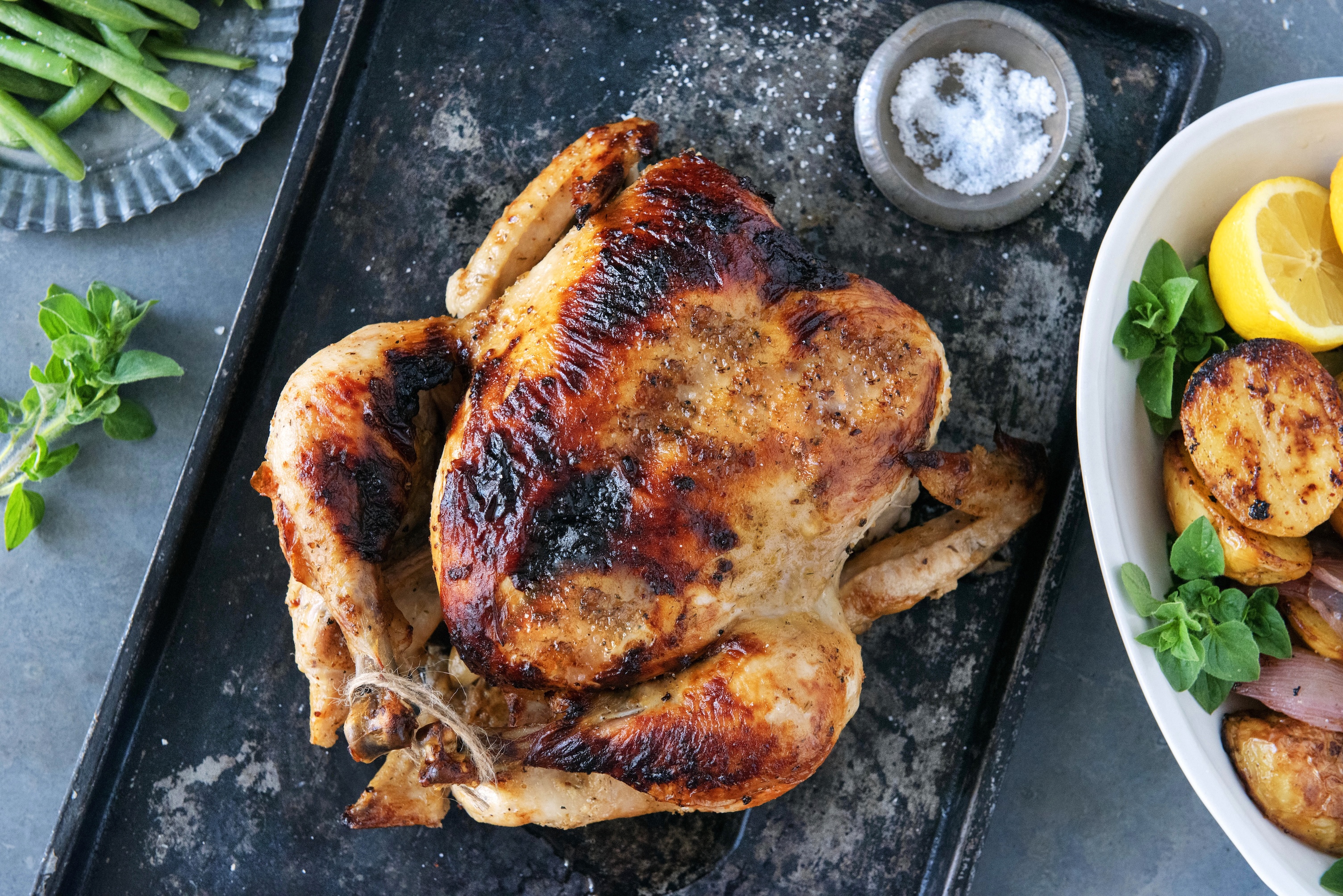Roast Chicken with Lemony Oregano Potatoes