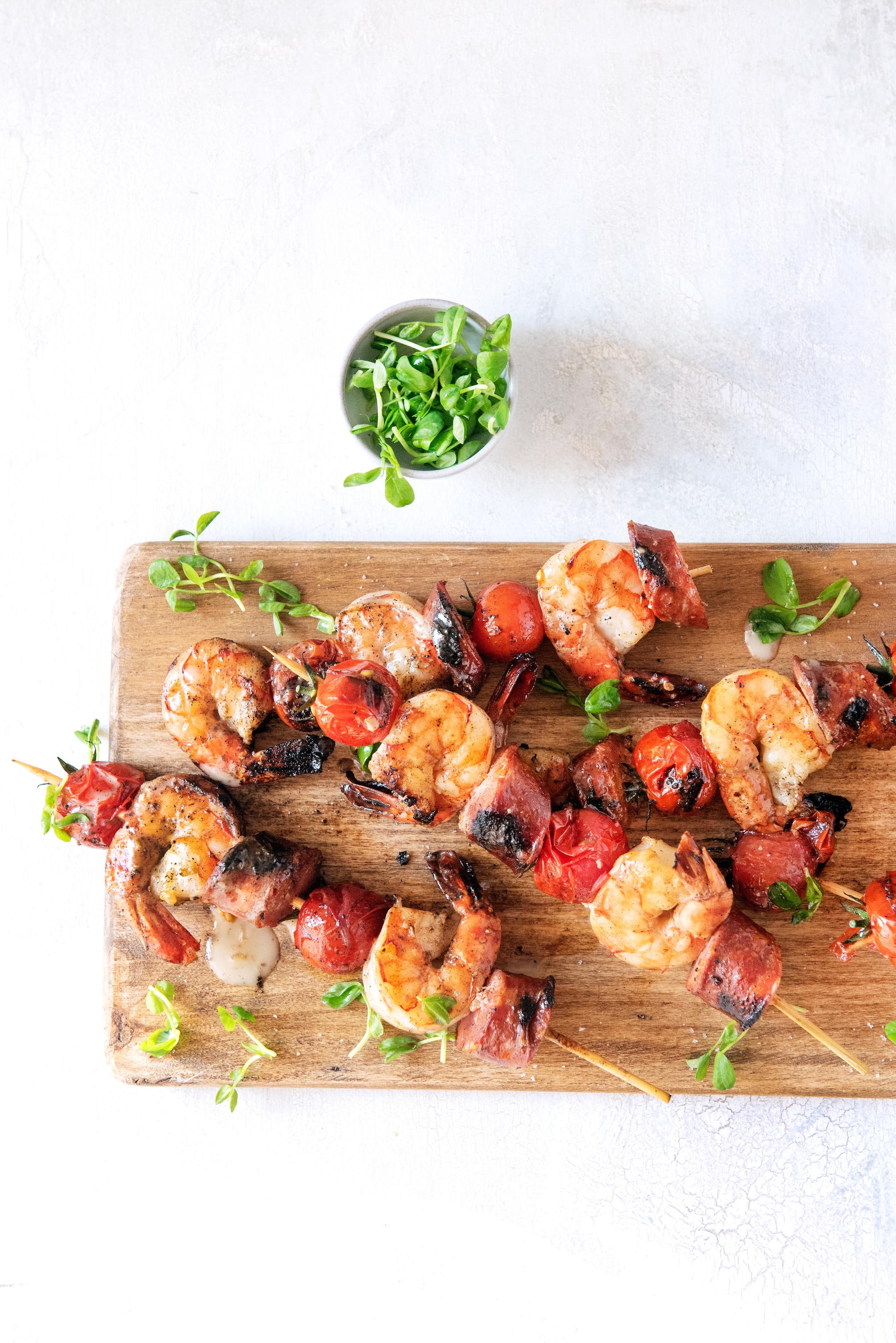 Lemon Honey Herb Shrimp and Chorizo Skewers