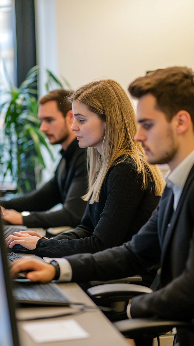 Employees working at their desk