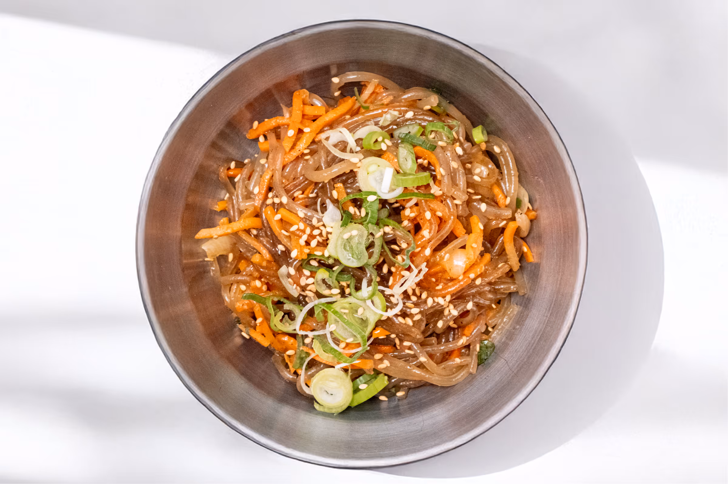  Japchae in a metal bowl from Korean Restaurant Won Chickin in Hamburg