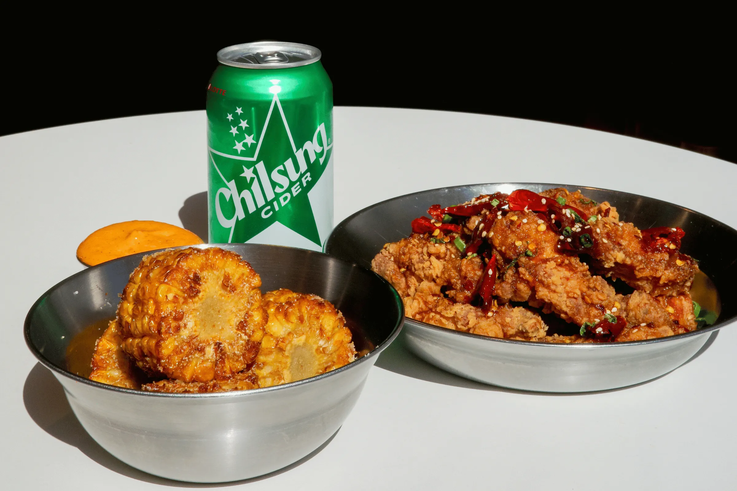 Won Chickin lunch menu with Korean fried chicken, rice and a drink