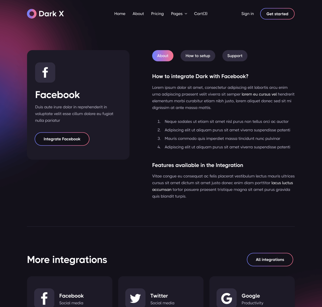 Integrations - Dark X Webflow Template