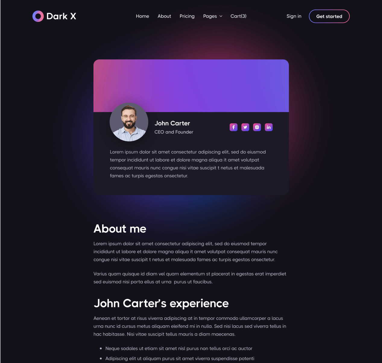 Team Members - Dark X Webflow Template