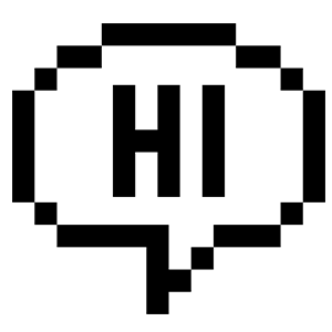 Hi! This is the logo for 3hoss.com, which is a speech bubble in a pixel art style