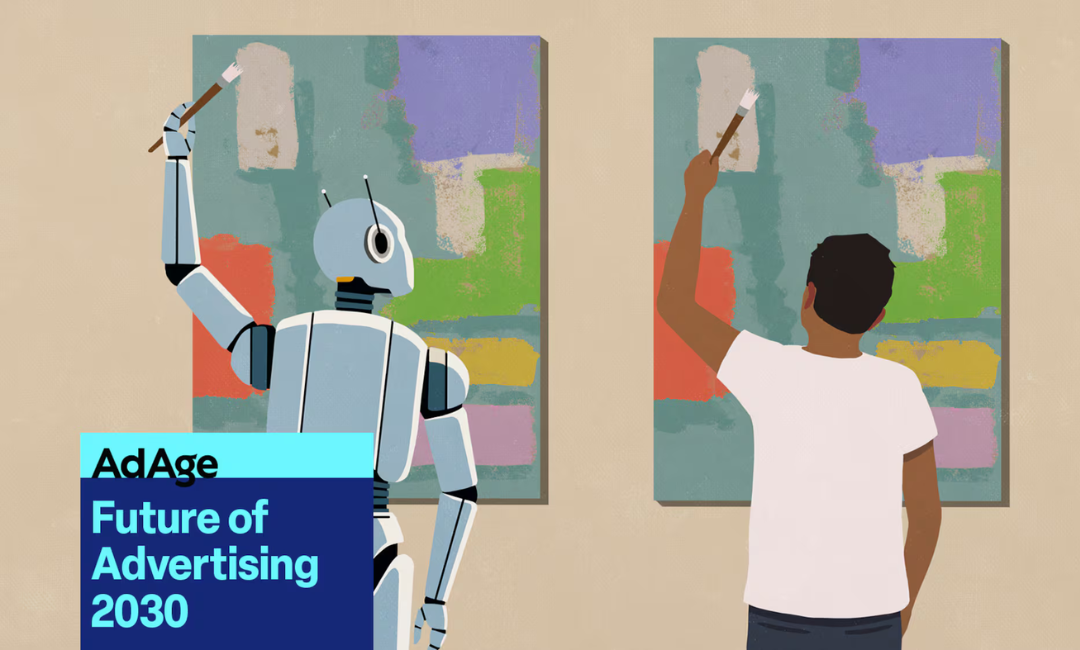 animated human and robot both painting on separate canvases