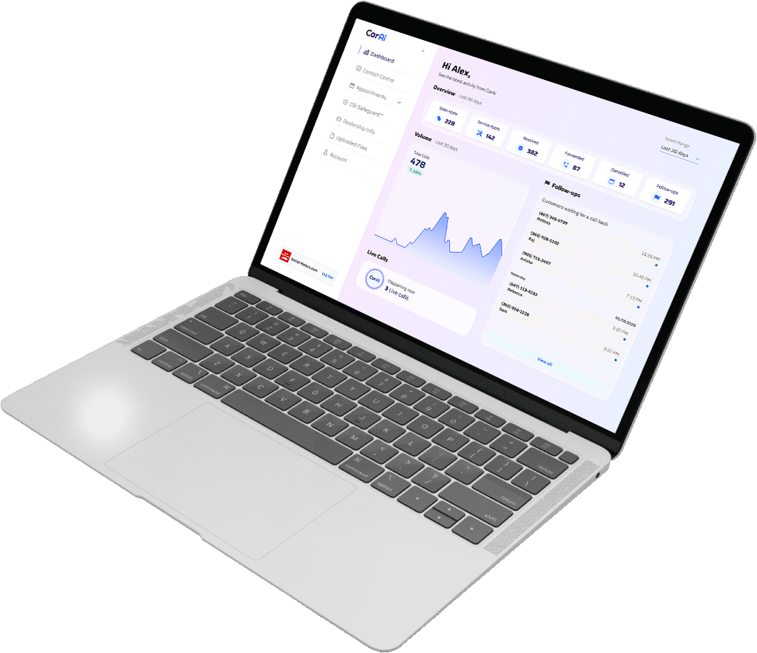 Laptop showing CarAi Admin