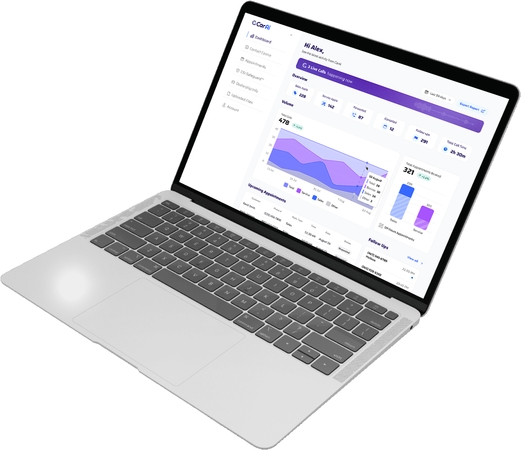 Laptop showing CarAi Admin