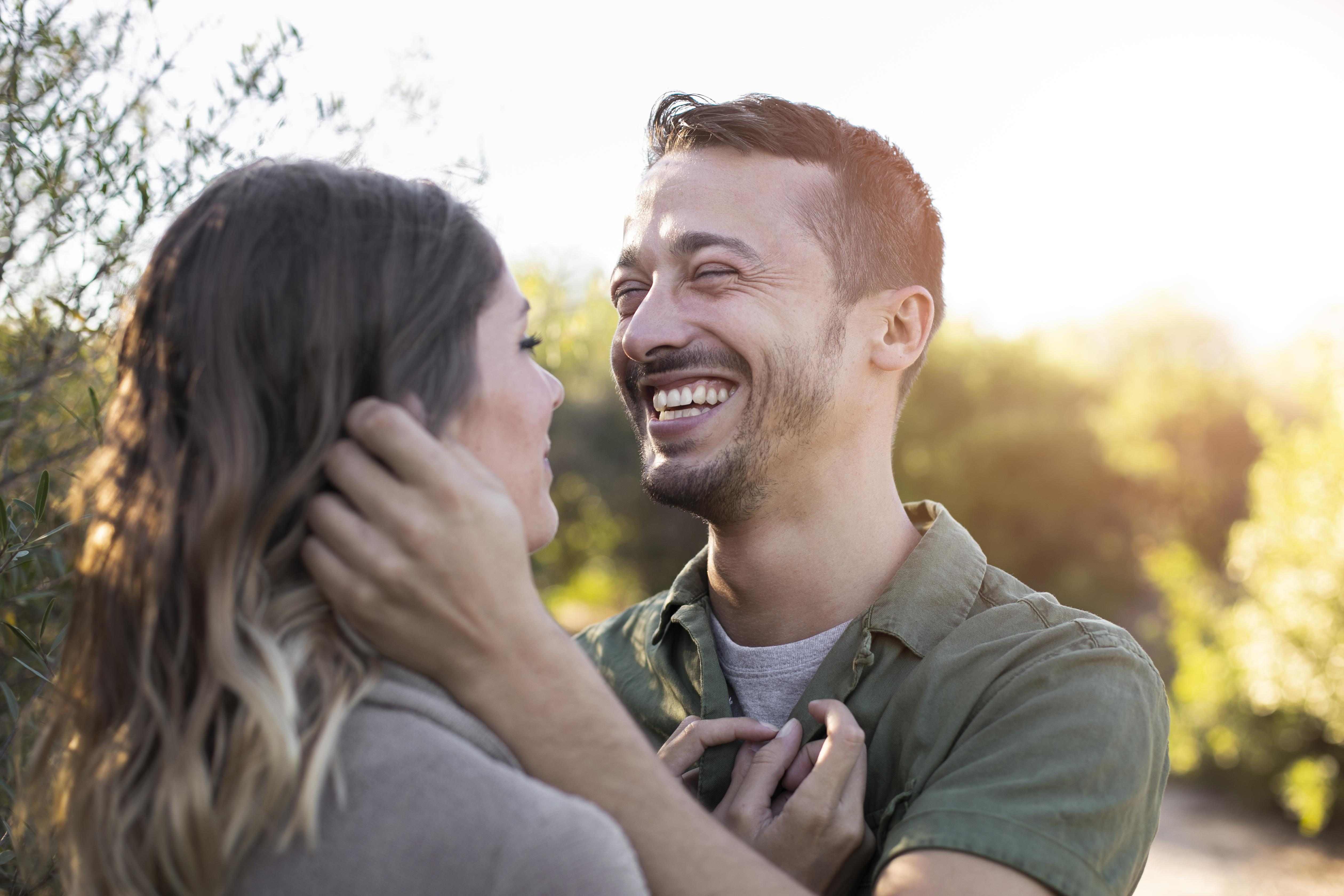 Couple smiling at eachother
